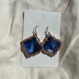 Kendra Scott Kirsten Earrings Navy Dusted Rose Gold Rare